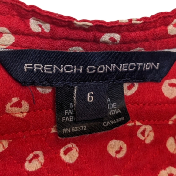 French Connection Red Polka Dot Button Down Shirt Size 6 ❤️ - Picture 3 of 13